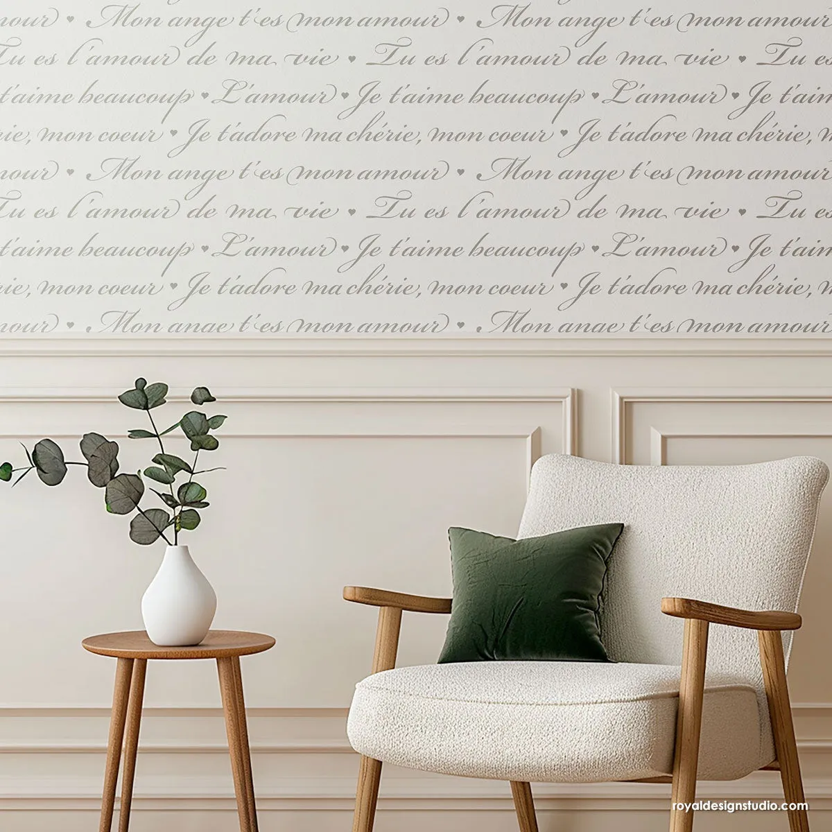 French Love Letters Wall Stencil