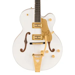 Gretsch Falcon Hollow Body Ebony Fingerboard with String Thru Bigsby and Gold Hardware - White
