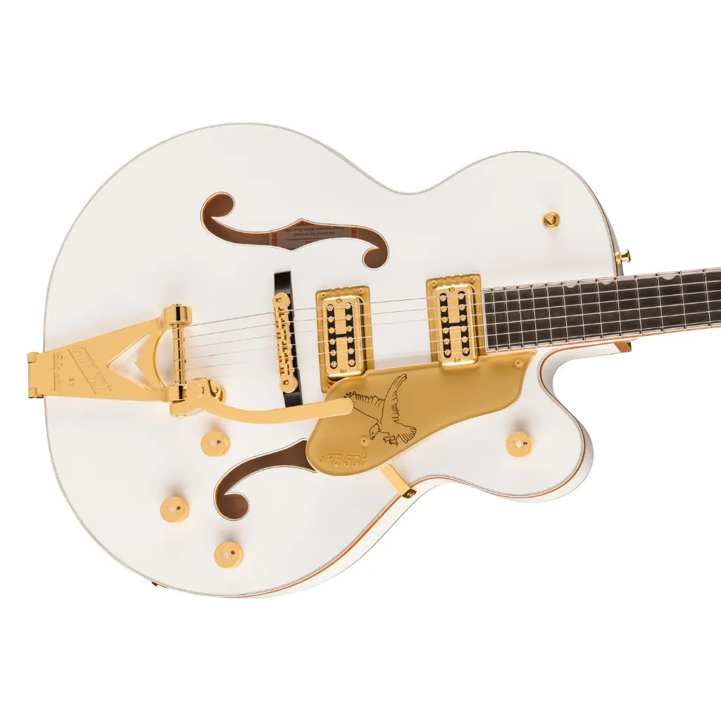 Gretsch Falcon Hollow Body Ebony Fingerboard with String Thru Bigsby and Gold Hardware - White