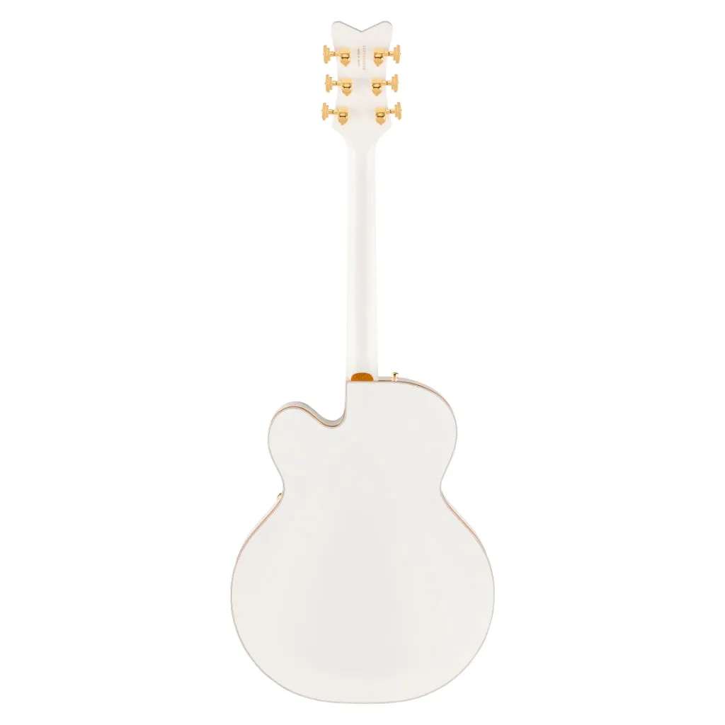 Gretsch Falcon Hollow Body Ebony Fingerboard with String Thru Bigsby and Gold Hardware - White