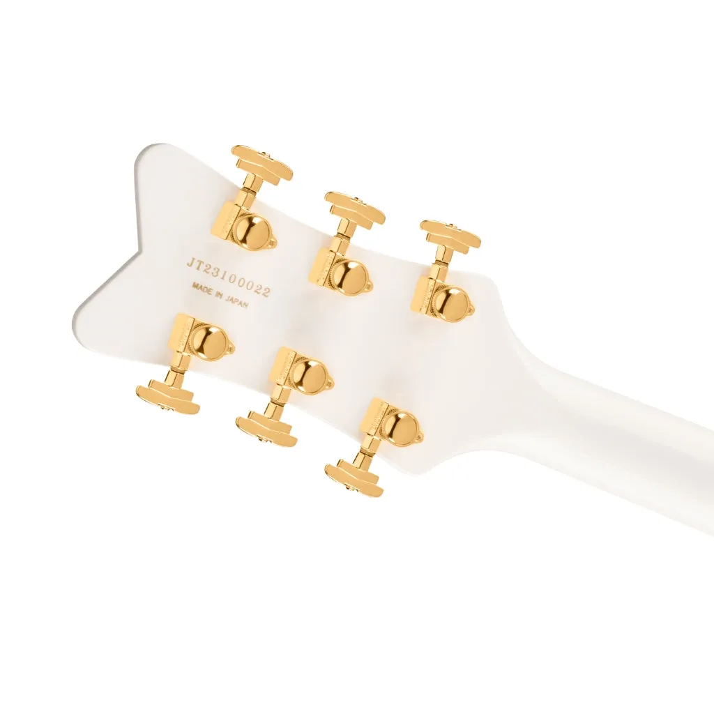 Gretsch Falcon Hollow Body Ebony Fingerboard with String Thru Bigsby and Gold Hardware - White