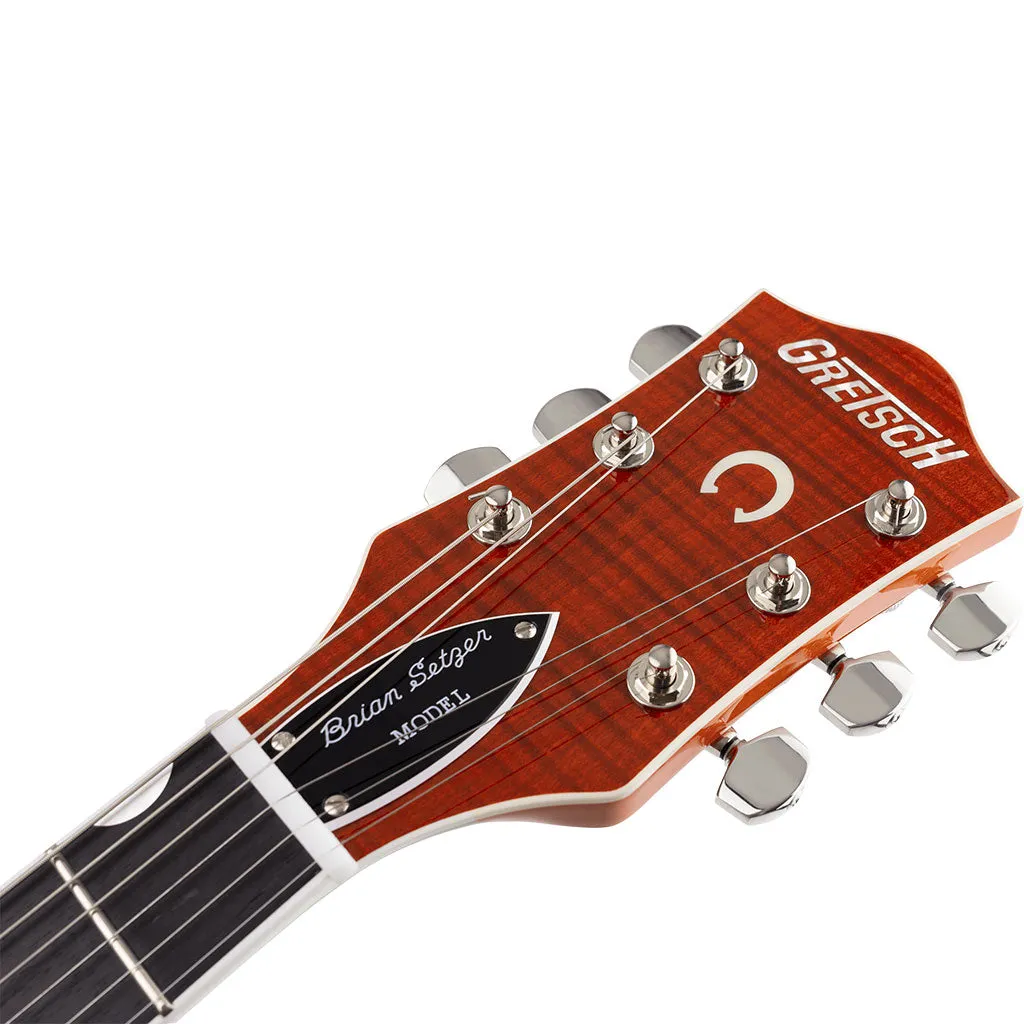 Gretsch G6120TFM-BSNV Brian Setzer Signature Nashville Hollow Body with Bigsby and Flame Maple, Ebony Fingerboard, Orange Stain