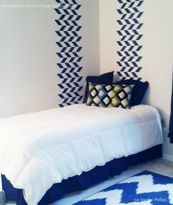 Herringbone Pattern Wall Stencils