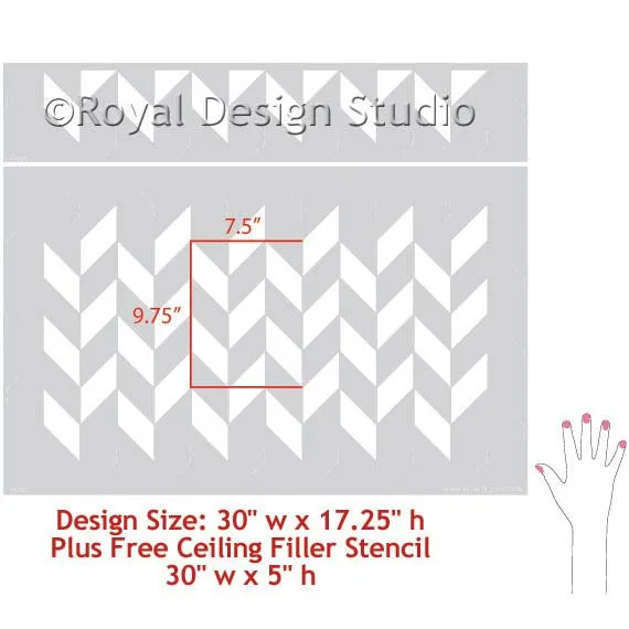 Herringbone Pattern Wall Stencils