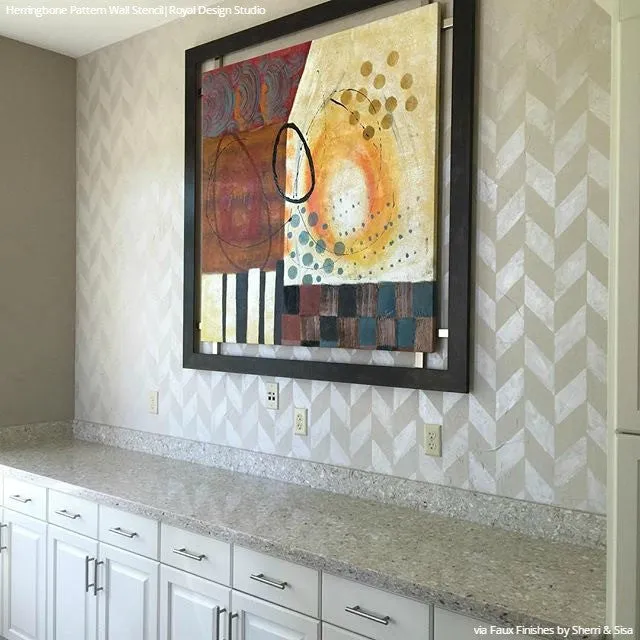 Herringbone Pattern Wall Stencils