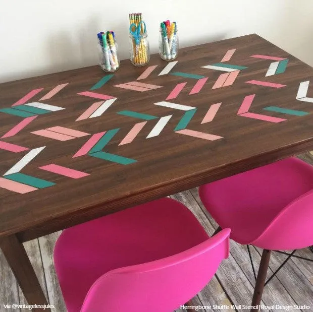 Herringbone Shuffle Wall Stencil