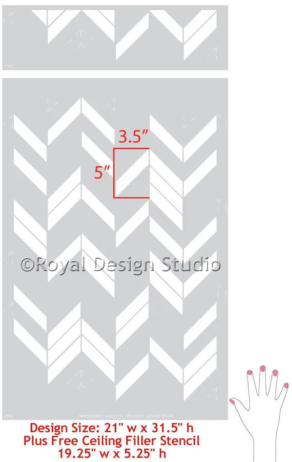 Herringbone Shuffle Wall Stencil