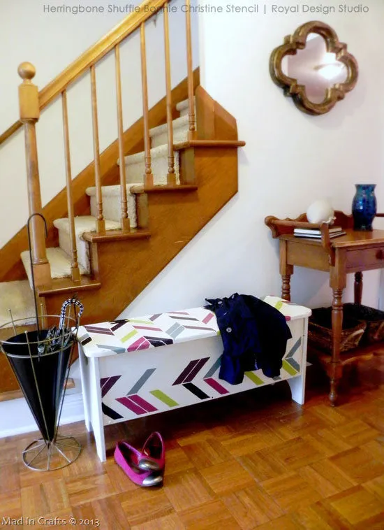Herringbone Shuffle Wall Stencil