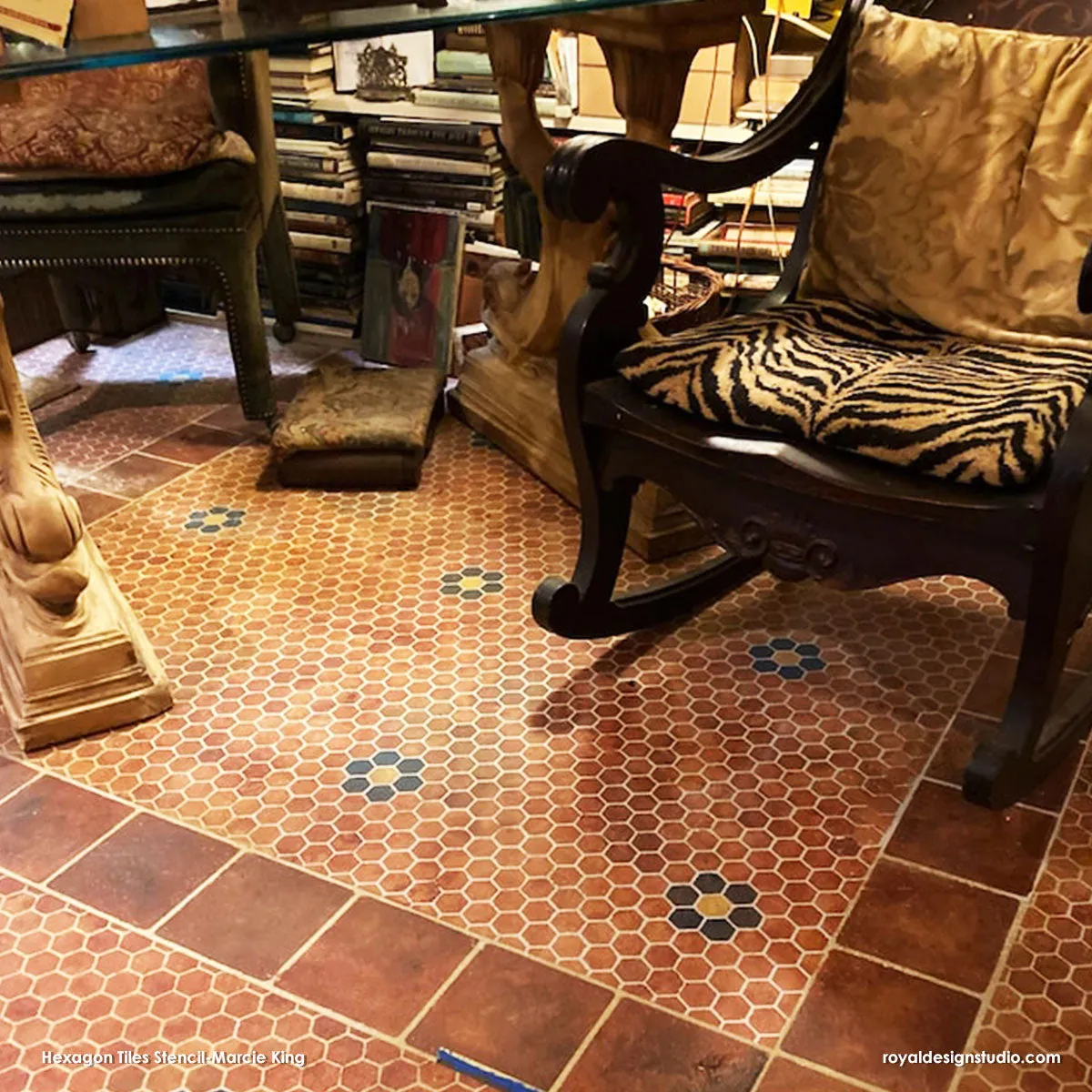 Hexagon Tile Floor Stencil
