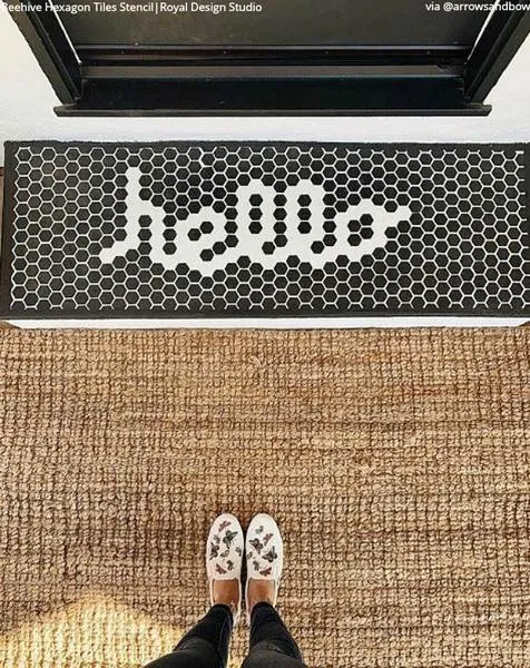 Hexagon Tile Floor Stencil