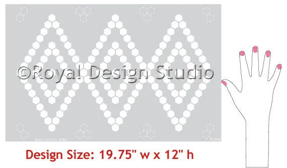 Hexagons Border Moroccan Stencil
