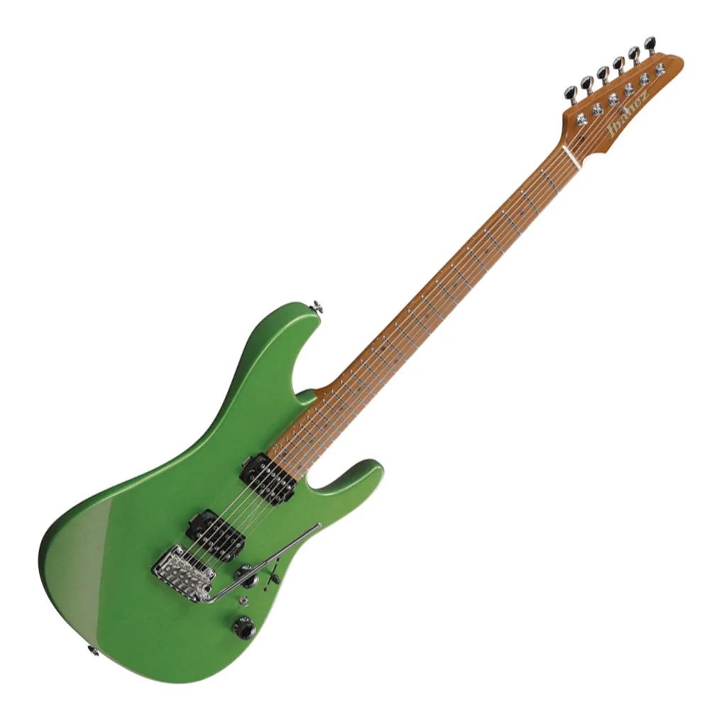 Ibanez AZ2402 Electric Guitar with Roasted Maple Fretboard and Case - Apple Green Metallic