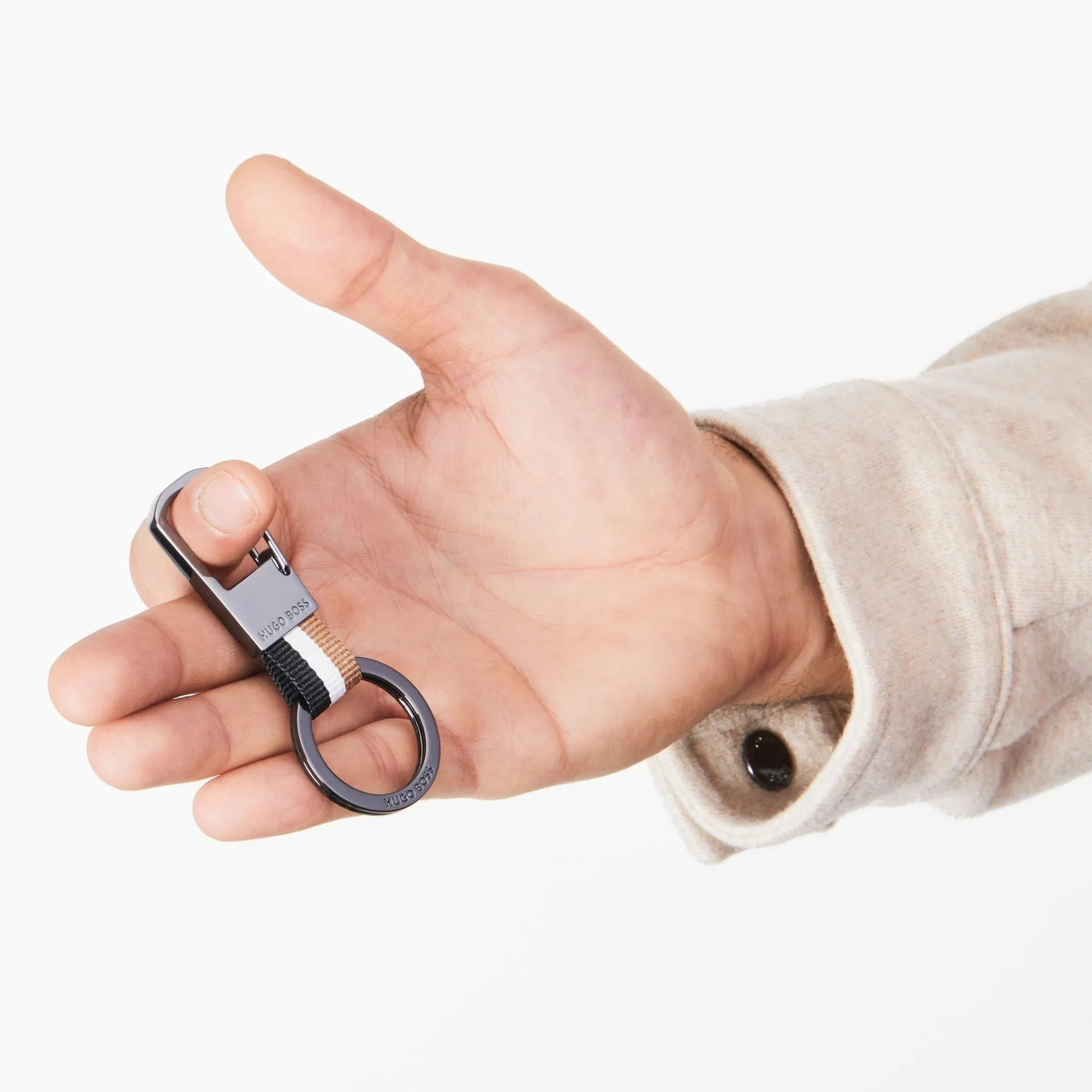 Iconic Keyring & Carabiner Clip with Tricolour Strap