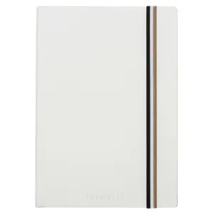 Iconic Plain A5 Notebook with Tricolour Strap | White
