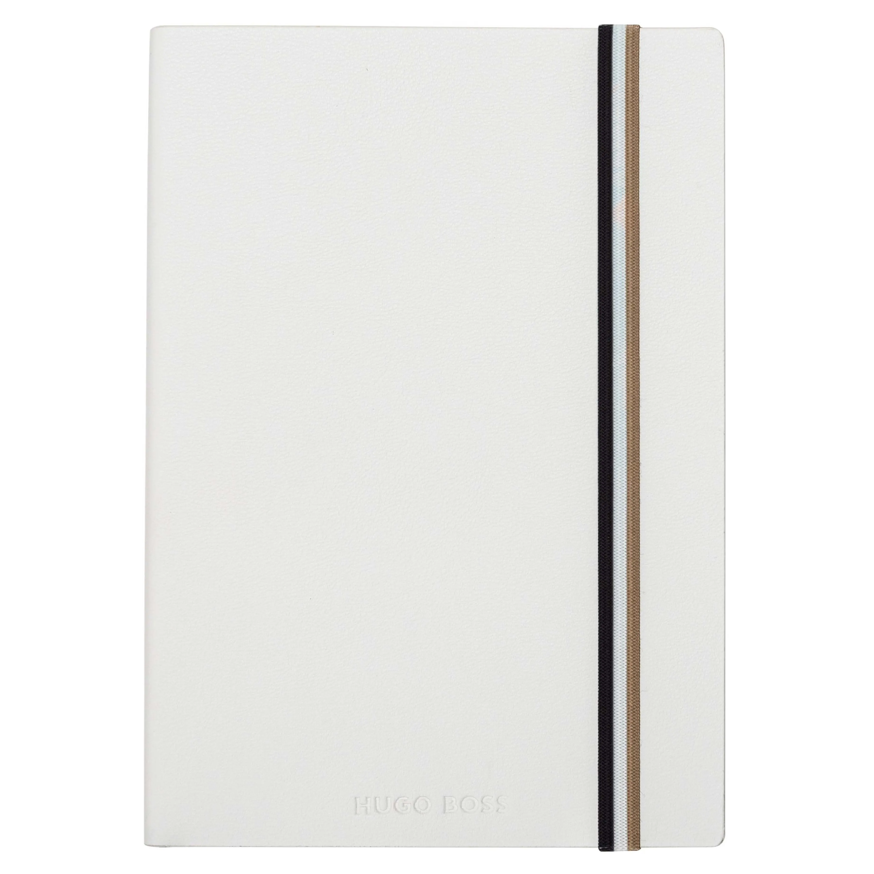 Iconic Plain A5 Notebook with Tricolour Strap | White