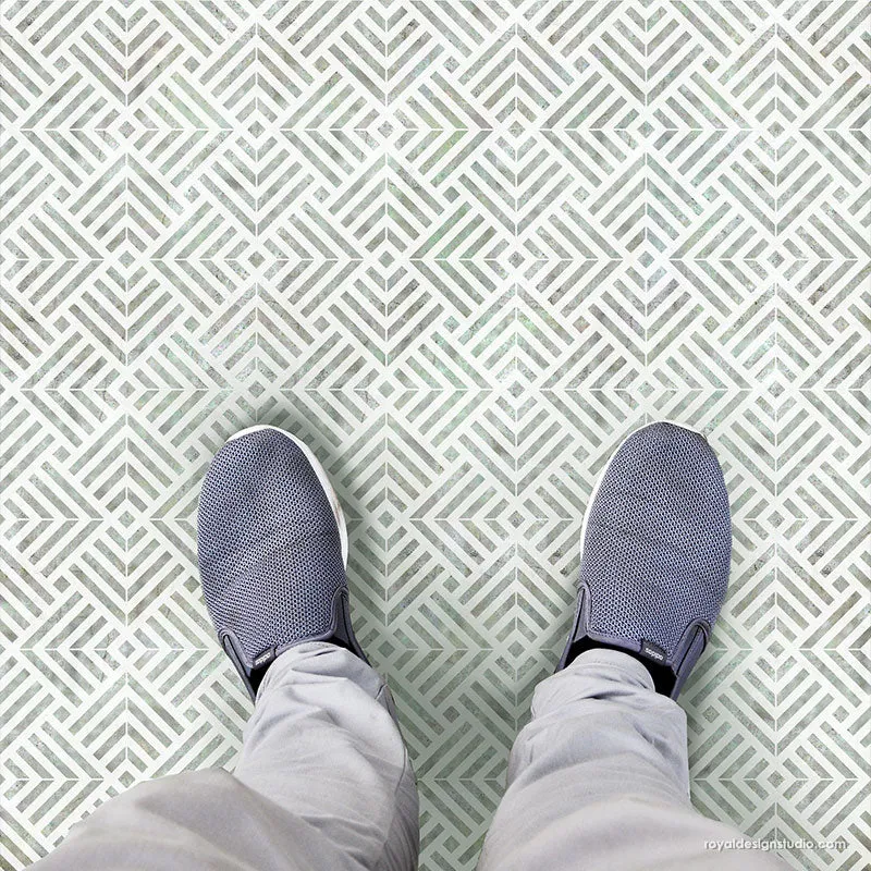 Illusion Tile Furniture Stencil