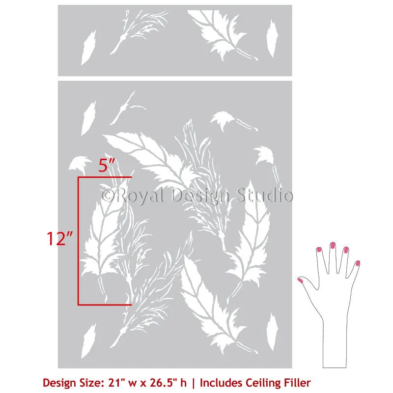 In Flight Feather Raven   Lily Stencil