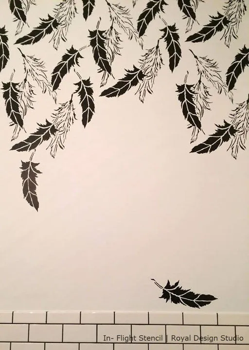 In Flight Feather Raven   Lily Stencil