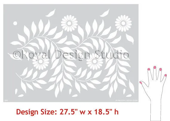 Indian Floral Wall Stencil