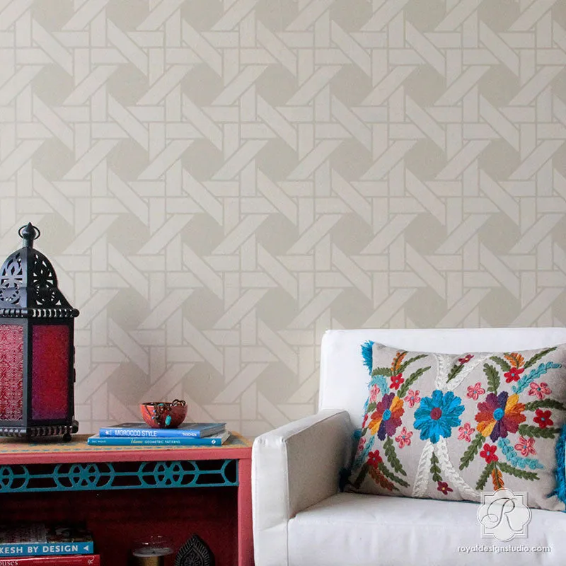 Interwoven Basketweave Wall Stencil