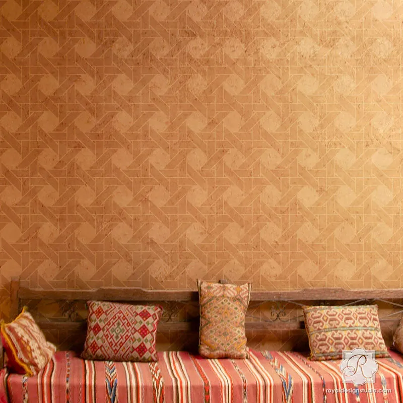 Interwoven Basketweave Wall Stencil