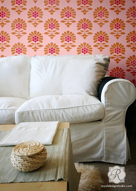 Jaipur Flower Garden Allover Wall Stencil
