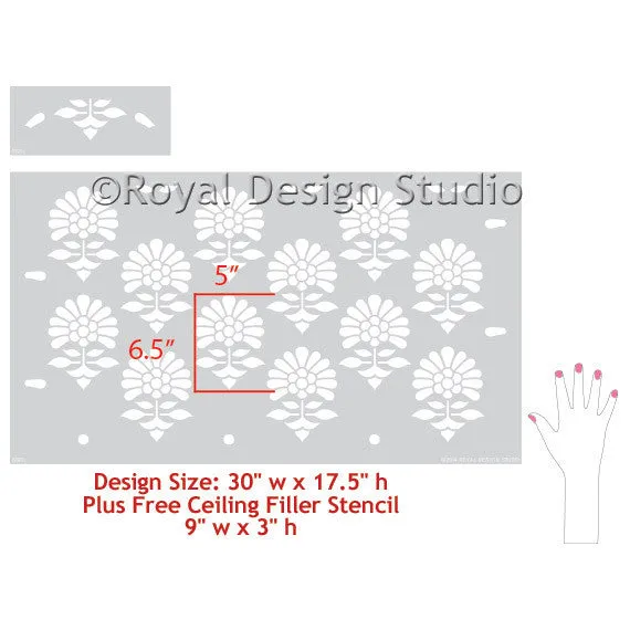 Jaipur Flower Garden Allover Wall Stencil