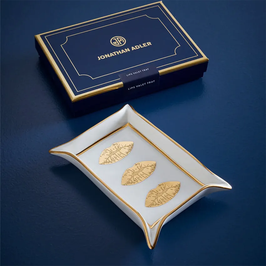 Jonathan Adler | Lips Valet Tray - White & Gold