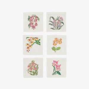 Kim Seybert | Orchid Cocktail Napkin White/Multi - Set of 6