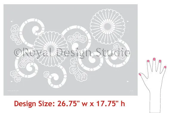 Kyoto Allover Flower Wall Stencil
