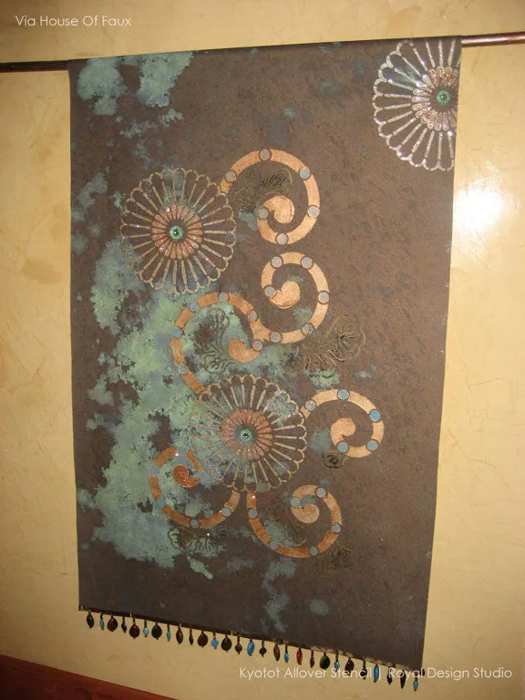 Kyoto Allover Flower Wall Stencil