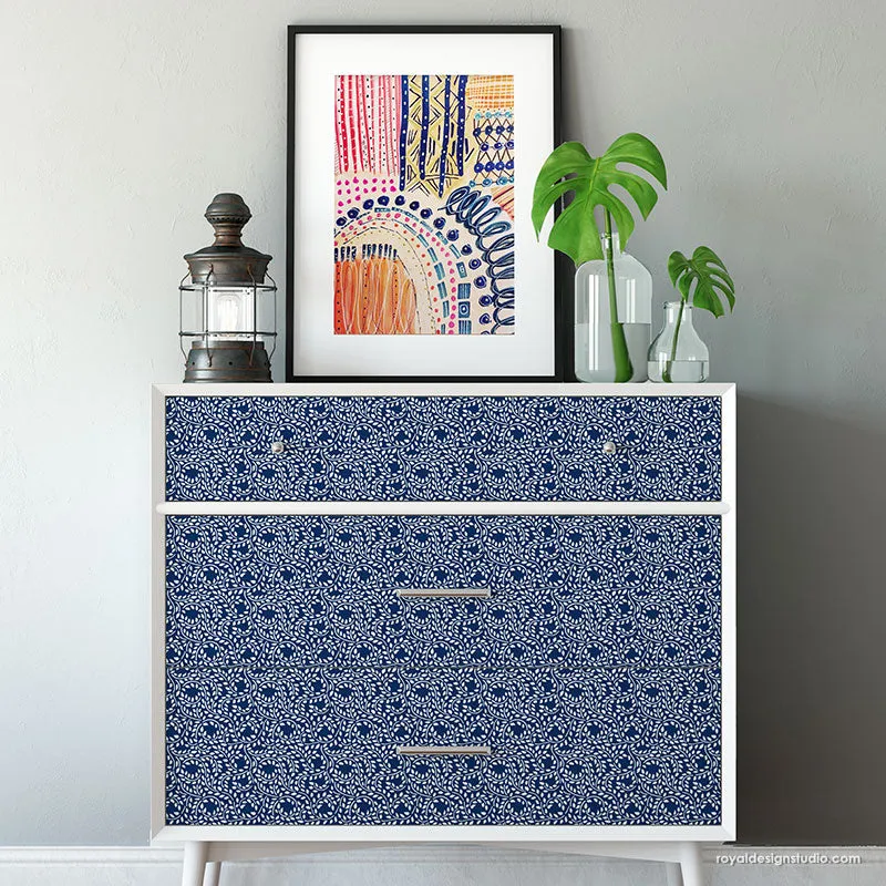Lacy Leaves Furniture Stencil