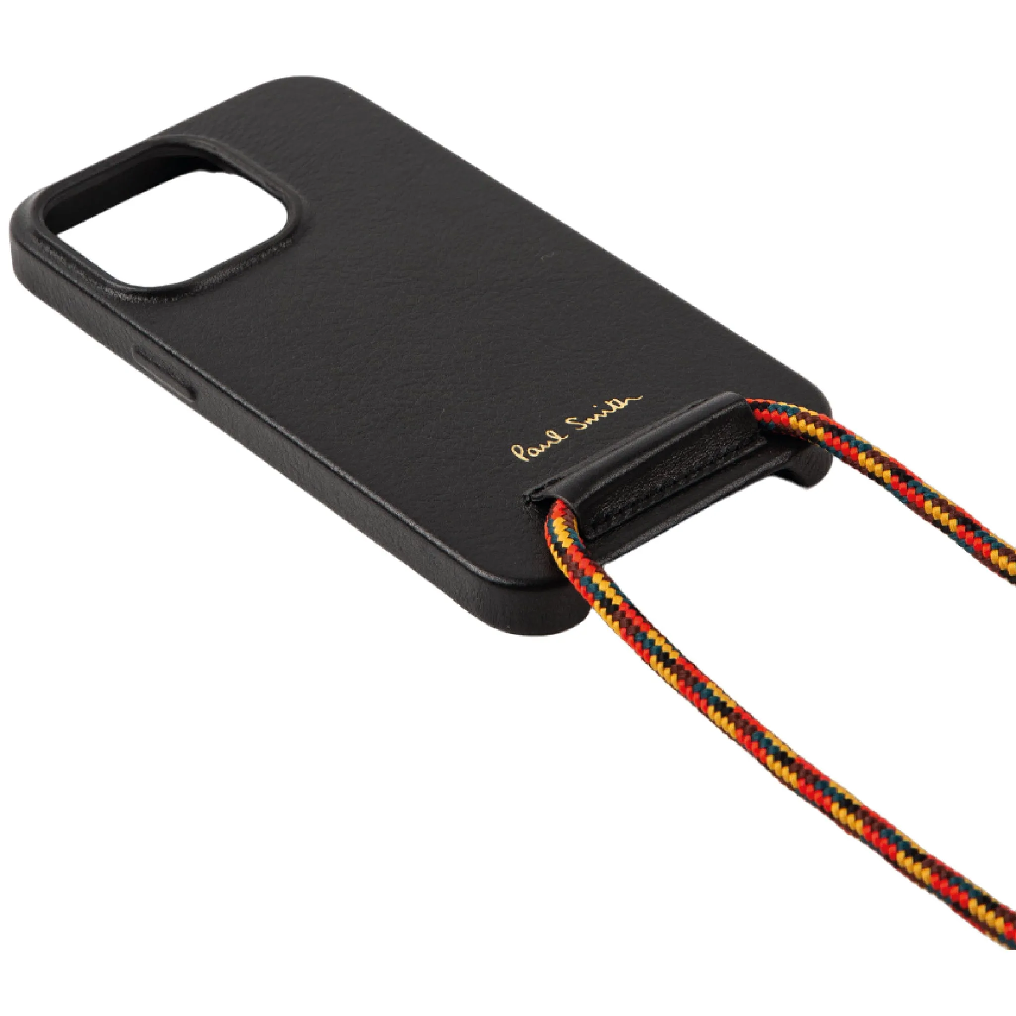 Leather iPhone 13 Pro Case with Rope Lanyard | Black