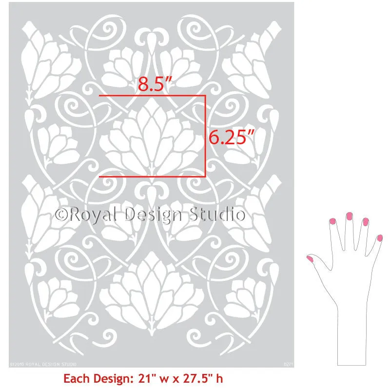 Lotus Paradise Floral Wall Stencil