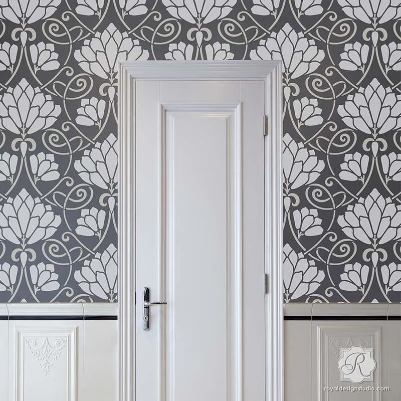 Lotus Paradise Floral Wall Stencil