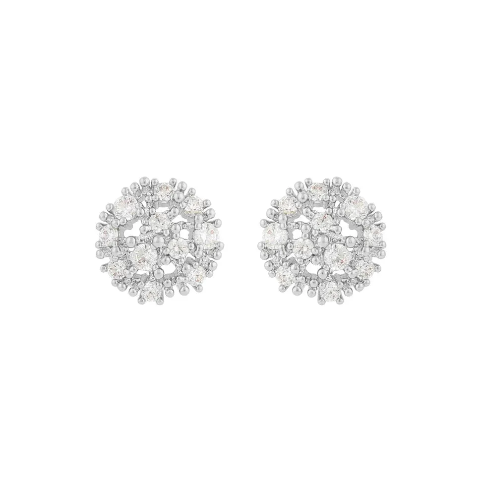 Lucy Sparkling Flower Pendant Earrings | Silver Plated with Cubic Zirconia