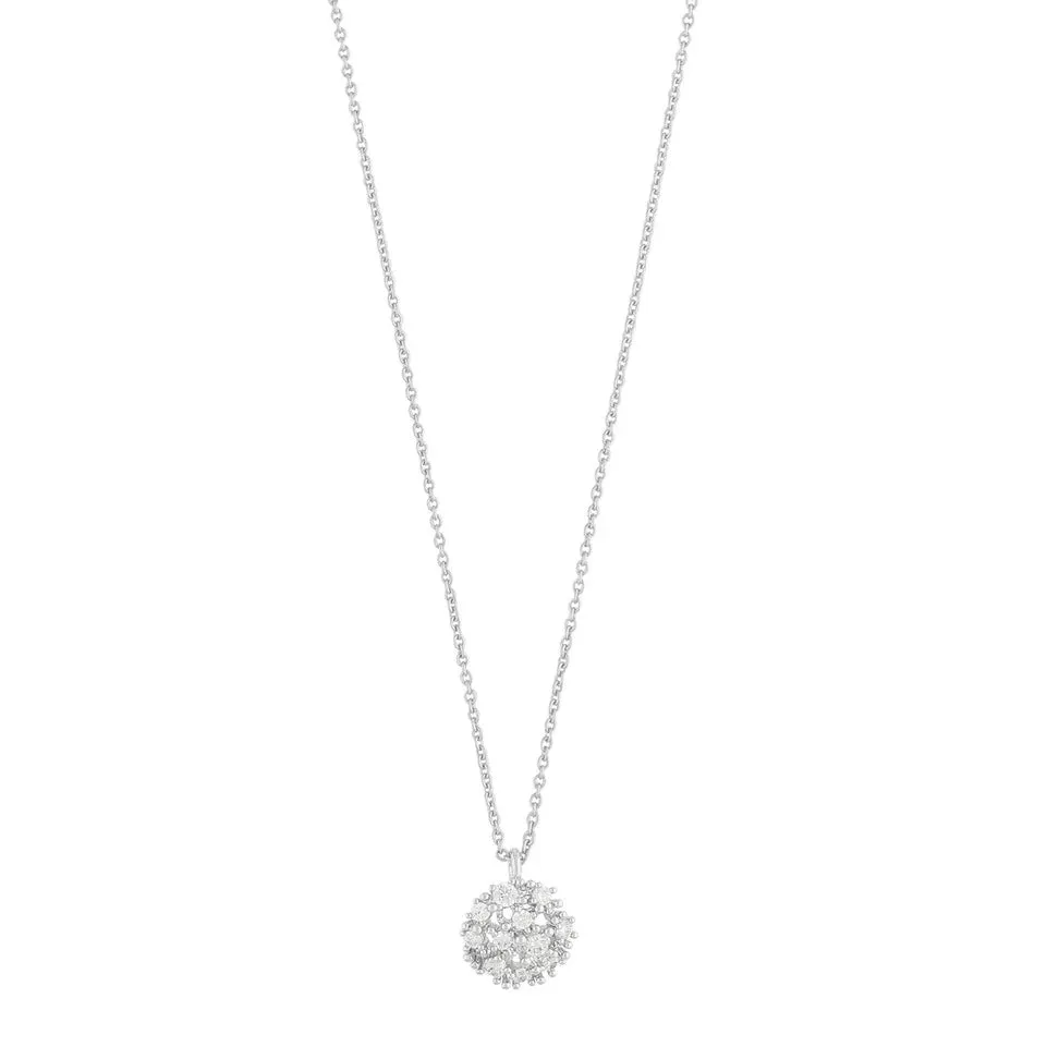 Lucy Sparkling Flower Pendant Necklace | Silver Plated with Cubic Zirconia