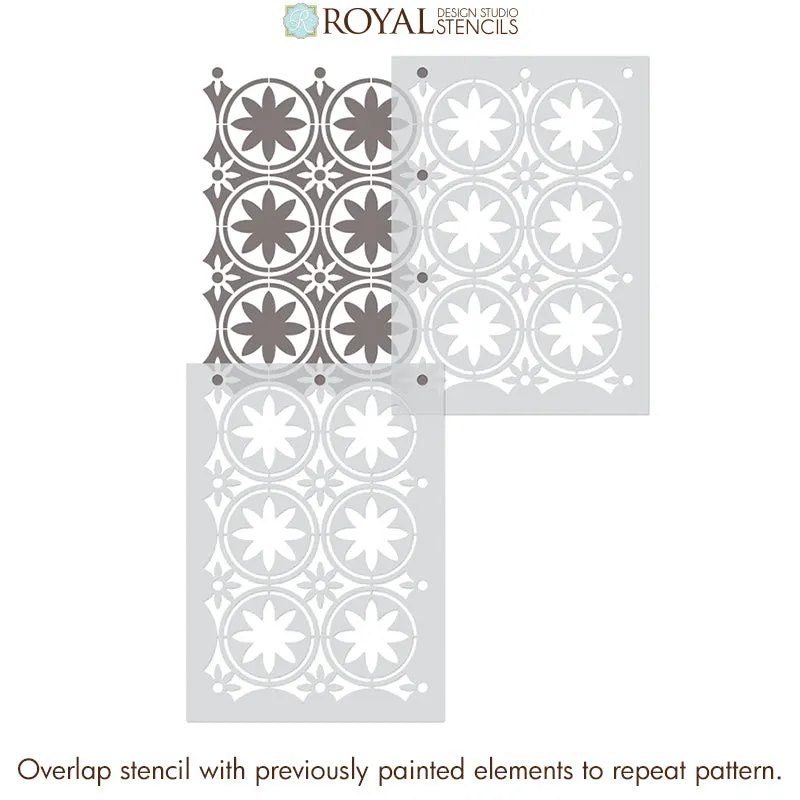 Maison Floral Tile Allover Stencil