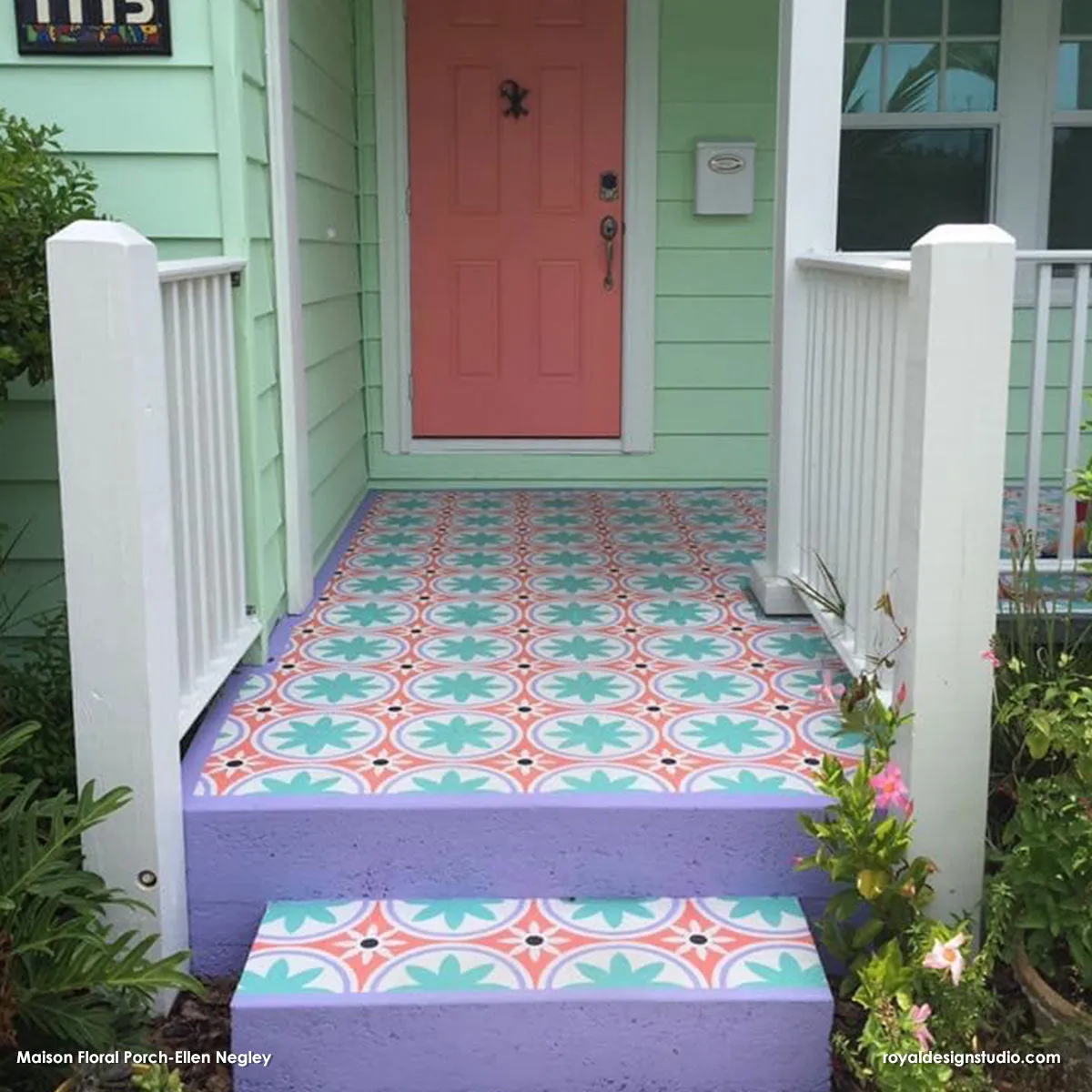 Maison Floral Tile Stencil