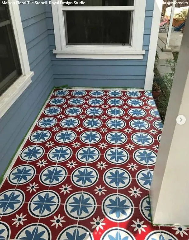 Maison Floral Tile Stencil
