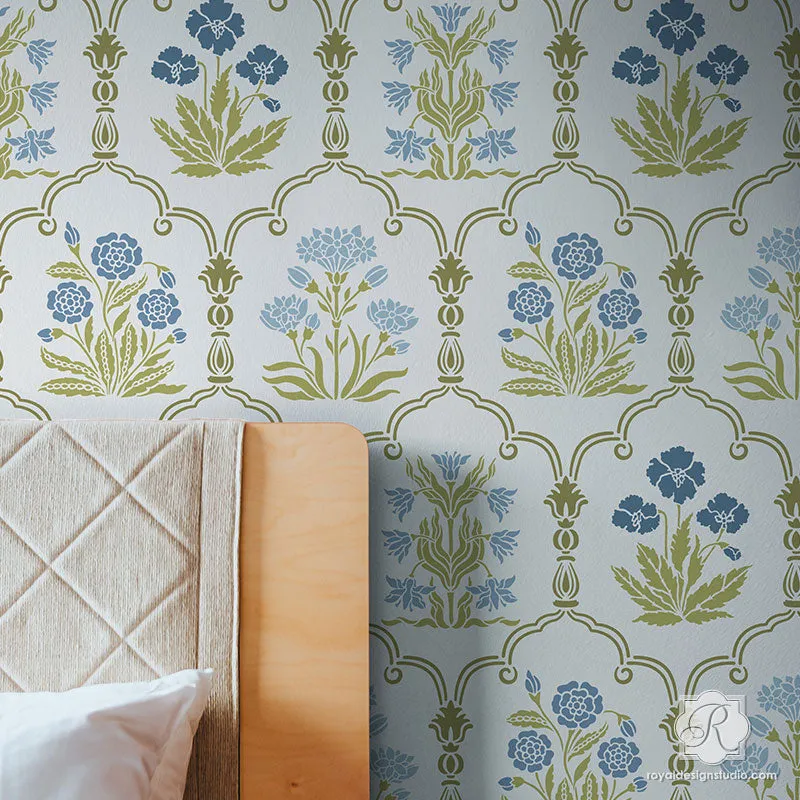Majorelle Floral Trellis Wall Stencil
