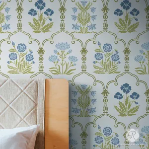 Majorelle Floral Trellis Wall Stencil