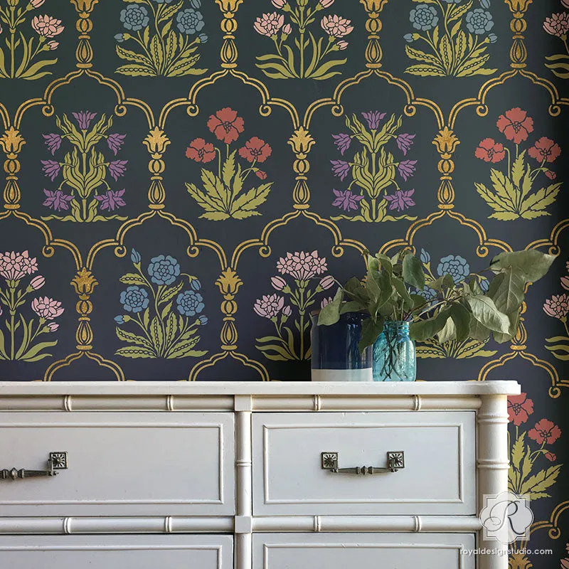 Majorelle Floral Trellis Wall Stencil