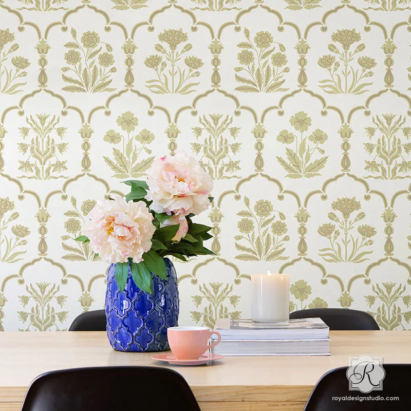 Majorelle Floral Trellis Wall Stencil