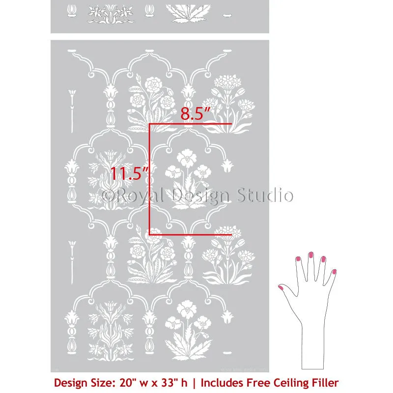 Majorelle Floral Trellis Wall Stencil
