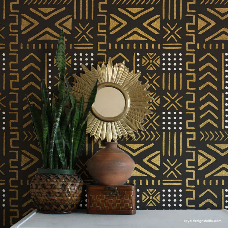 Mali Mudcloth Wall Stencil