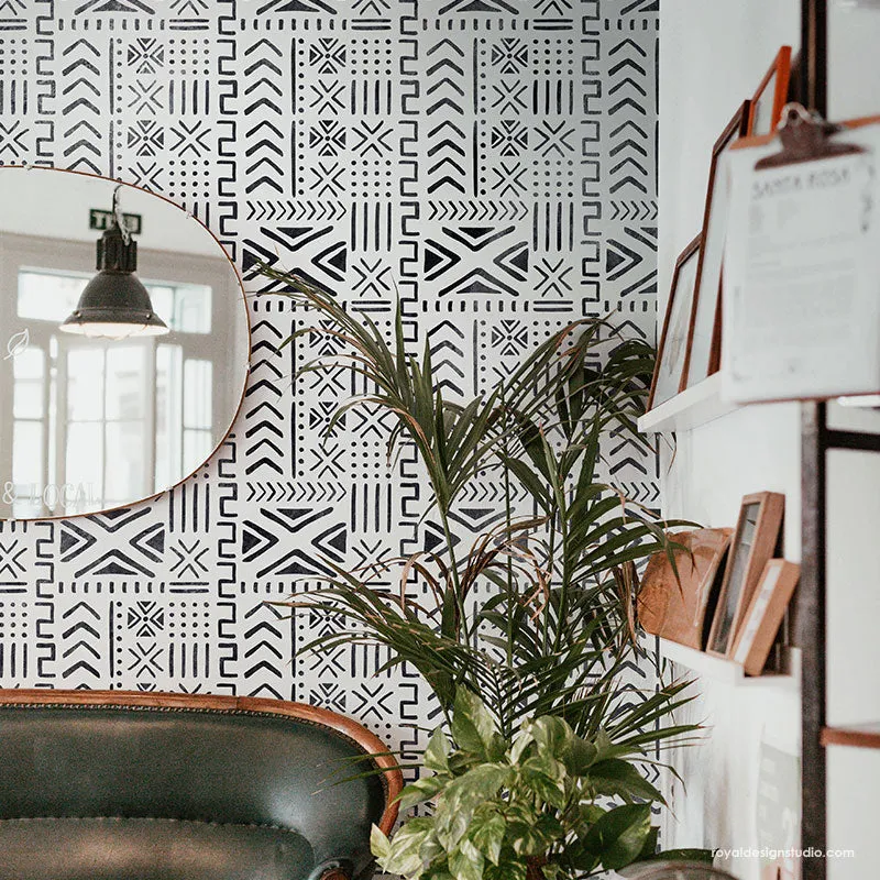 Mali Mudcloth Wall Stencil