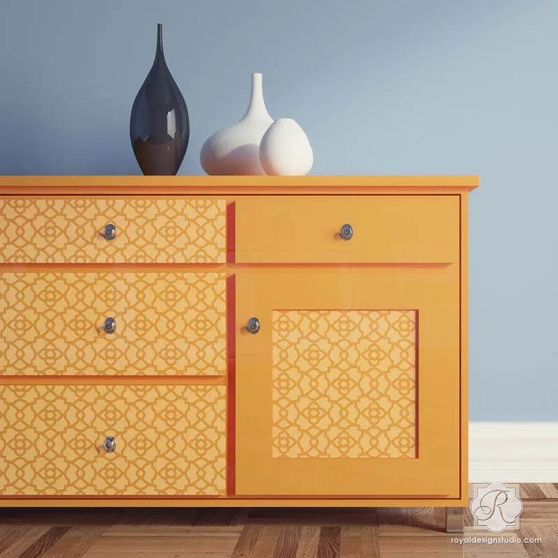 Mamounia Moroccan Trellis Furniture Stencil