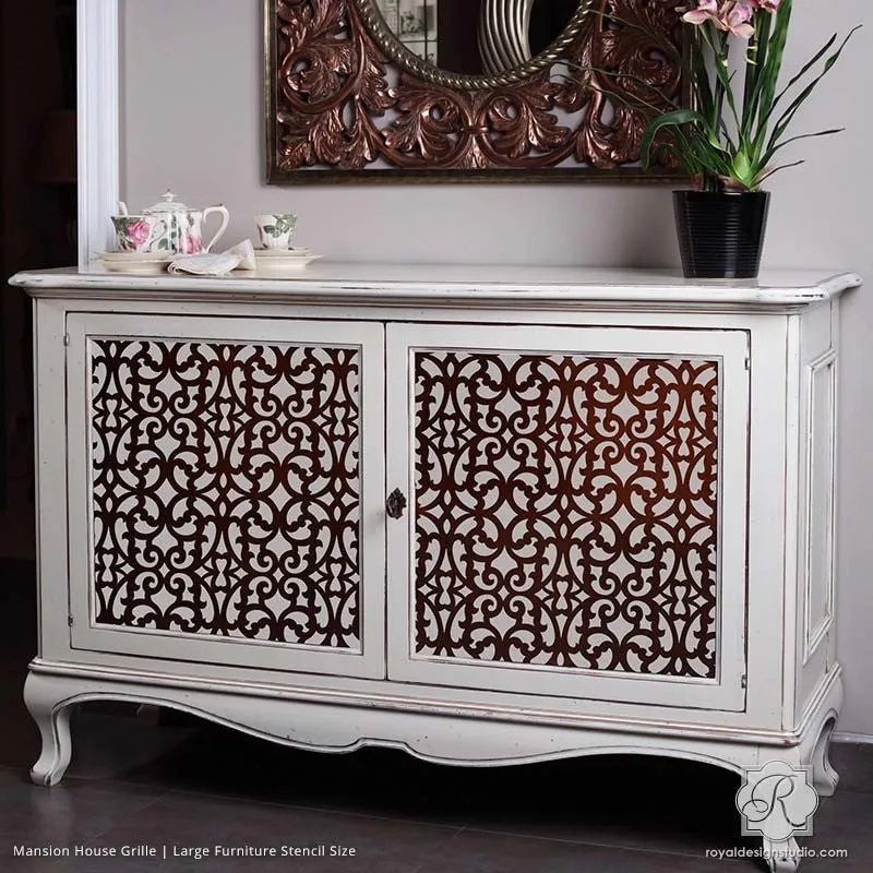Mansion House Grille Trellis Furniture Stencil