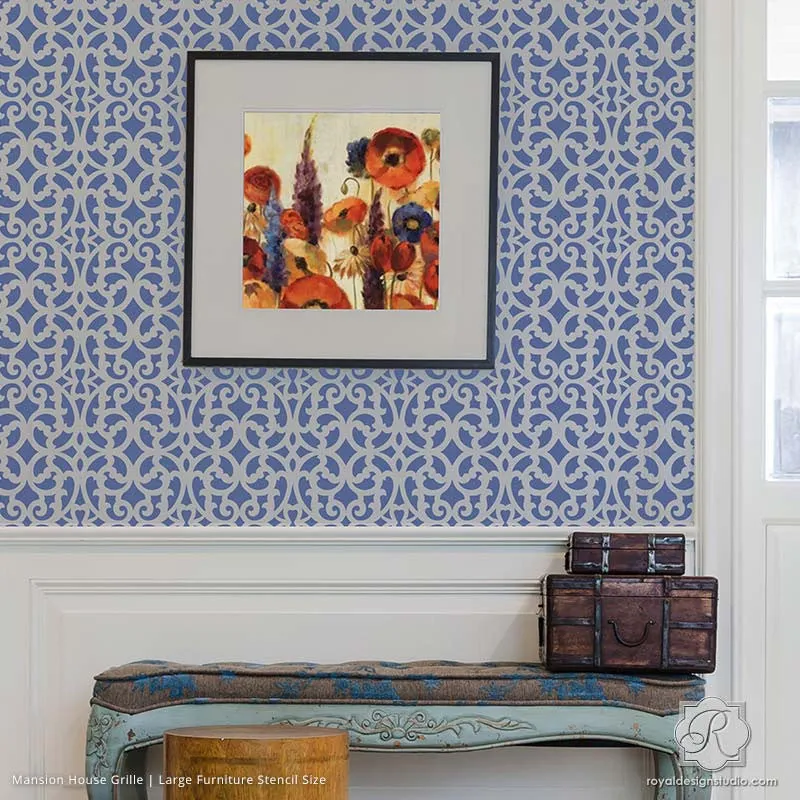 Mansion House Grille Trellis Furniture Stencil